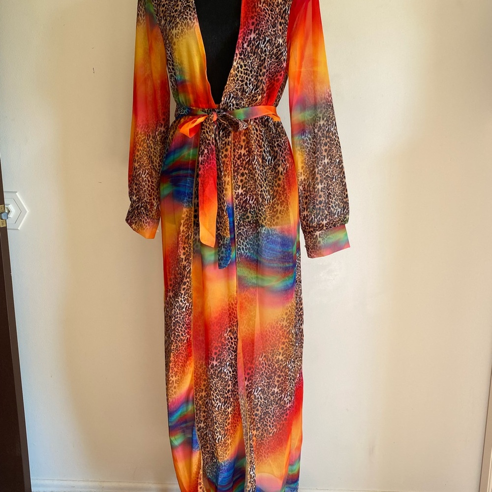 Trendy Boutique Multicolor Leopard Print Swim Coverup